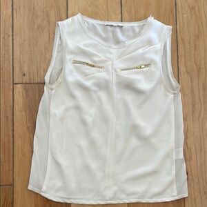Maje White Sleeveless Zippered Tank Top